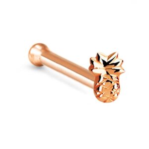 Nose Ring Bling 18K Rose Gold Plated over 925 Sterling Silver Nose Bone Ring Tropical Pineapple 22G NS669-Bone