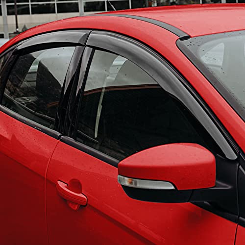 Voron Glass Tape-on Extra Durable Rain Guards for Ford Focus 2012-2018, Window Deflectors, Vent Window Visors, 4 Pieces - 120188