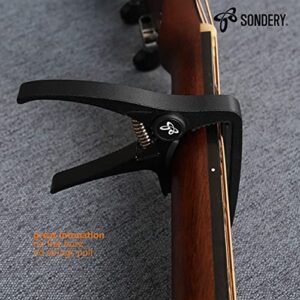 Sondery Capo for Classical Guitars, Ultra Light Clamp for Nylon Strings Straight Fingerboard Guitars, Equipped with Steel Spring Trigger (black)