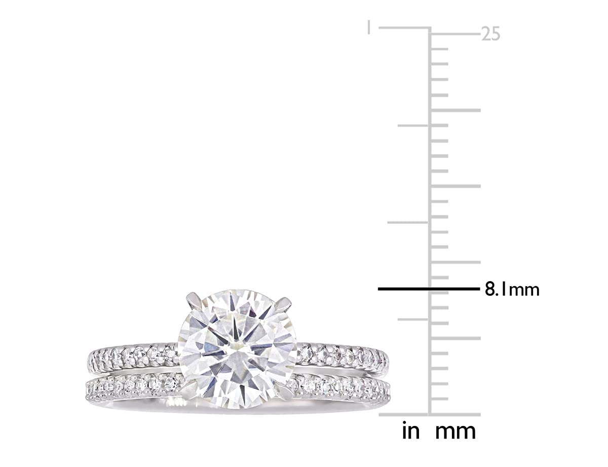 1.85 Carat (ctw) Lab-Created Moissanite Engagement Bridal Wedding Ring Set 14K White Gold with Diamonds 1/4 Carat (ctw)