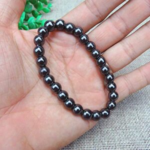 FORUBUS Black Obsidian Hematite Stretch Bracelet, Stacking Hematite Beaded Bracelet for Women Men Jewelry