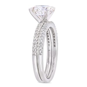 1.85 Carat (ctw) Lab-Created Moissanite Engagement Bridal Wedding Ring Set 14K White Gold with Diamonds 1/4 Carat (ctw)