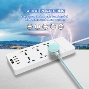 MAOZUA Universal Power Strip with 6 Oulets and 4 USB, 6.5ft Extension Cord 3000W Universal Power Strip Surge Protector 110V-250V Extension Lead for Home Office Dorm Room (White)