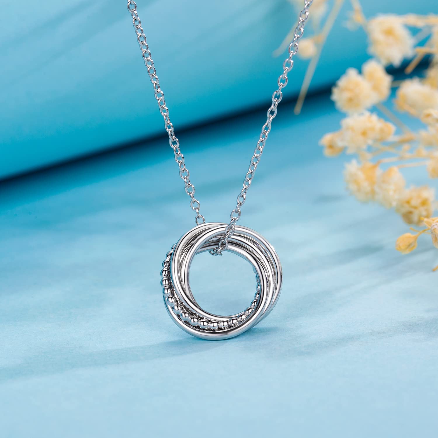 BalaBelle Birthday Gifts for Women, 30th 40th 50th 60th 70th 80th 90th Birthday Gifts for Women Friends, Happy Birthday Necklace 925 Sterling Silver Circle Necklace, Birthday Jewelry for Women (50th)