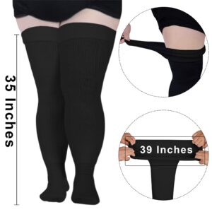 Plus Size Womens Thigh High Socks for Thick Thighs- Extra Long & Thick Over the Knee Stockings- Leg Warmer Boot Socks (Classic Black)