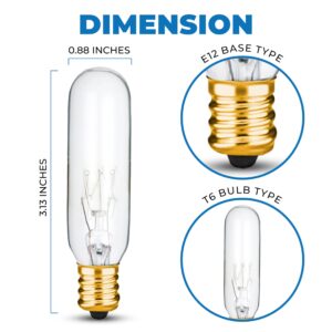 OhLectric Clear T6 Tubular Incandescent Light Bulb - 25 Watt Dimmable Bulb with E12 Candelabra Base - Warm White Color, Pack of 12