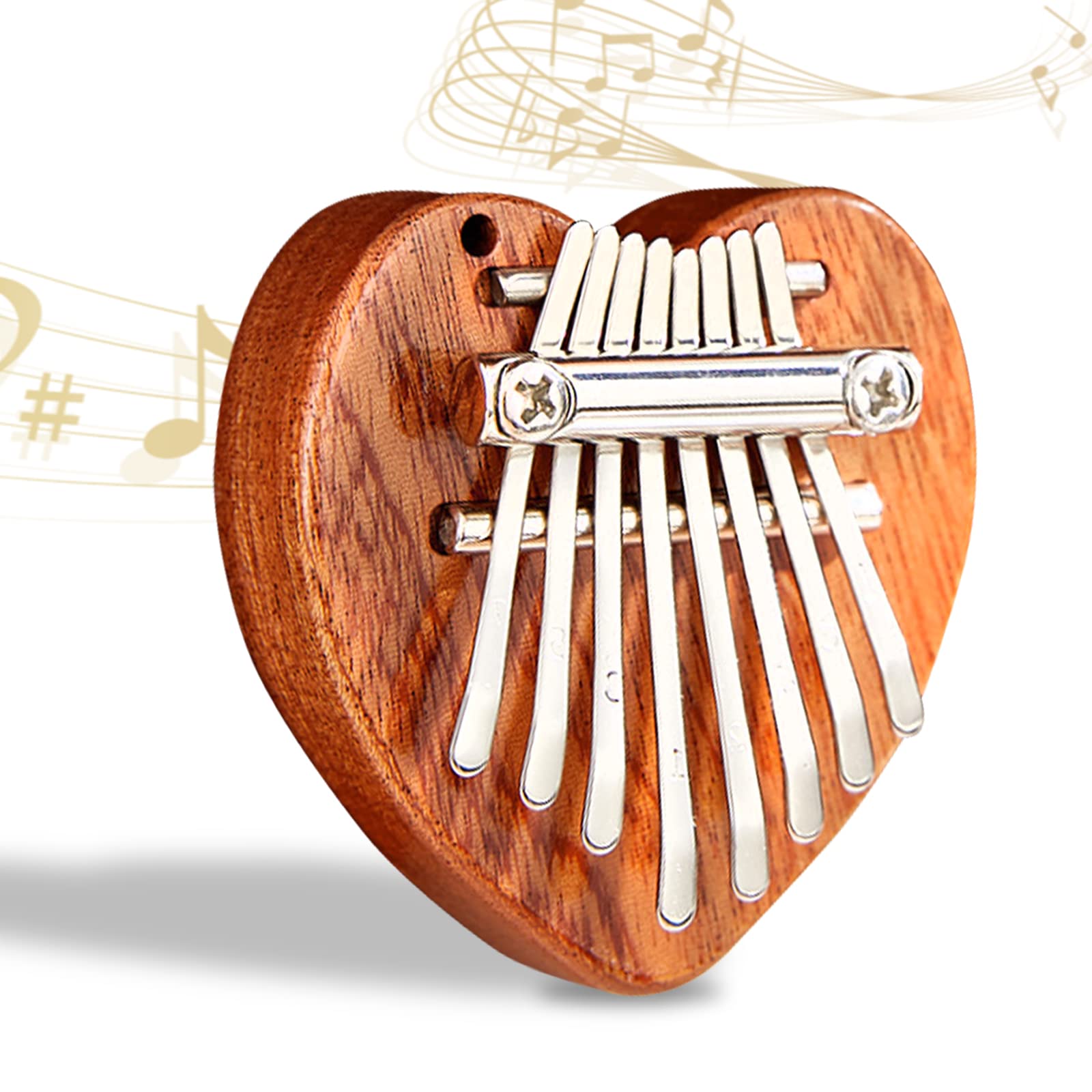 ANXVERS 8 Key Kalimba Thumb Piano，Mini Thumb Piano, Delicate Finger Piano, Heart-Shaped Finger Piano Decompression, Music Accessories, Pendant Gifts, Portable Mini Piano for Children and Beginners