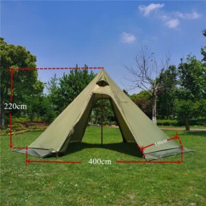 MCETO TX400PRO Teepee Hot Tent with Stove Jack Snow Skirt Lightweight Waterproof Winter Camping Hunting Hiking (Olive)