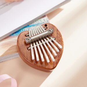 ANXVERS 8 Key Kalimba Thumb Piano，Mini Thumb Piano, Delicate Finger Piano, Heart-Shaped Finger Piano Decompression, Music Accessories, Pendant Gifts, Portable Mini Piano for Children and Beginners