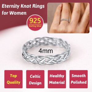 FaithHeart Women Wedding Rings 4mm Plain Silver Ireland Celtic Knot Band Ring Jewelry for Wife