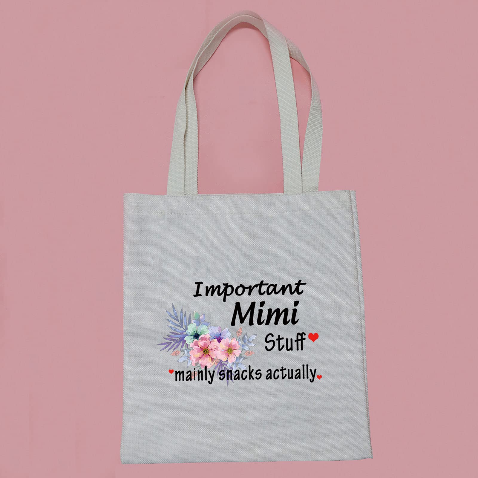 PWHAOO Mimi Tote Bag Gift Important Mimi Stuff Mainly Snacks Actually Tote Bag Mother's Day Gift (Mimi Stuff TB)