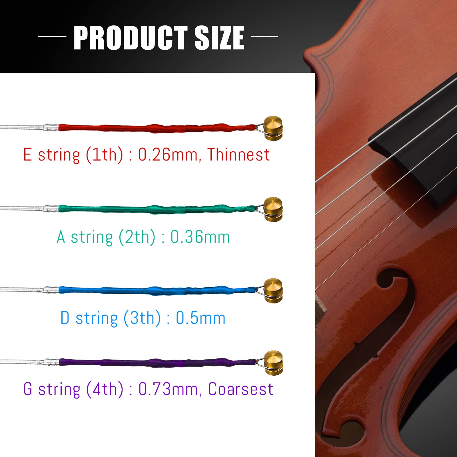 8 Pieces Violin Strings Universal Full Set (G-D-A-E) 4/4 Violin Universal String Steel Core Violin Fiddle String Strings for Instruments 4/4 3/4 1/2 1/4 Violin