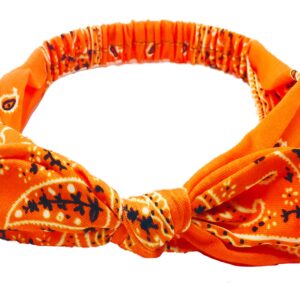 Shimmer Anna Shine Halloween and Fall Orange Bandana Headbands and Scrunchies for Women and Girls (Orange Knotted Bandana)