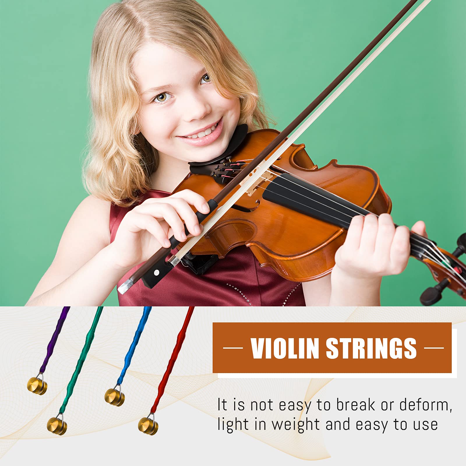 8 Pieces Violin Strings Universal Full Set (G-D-A-E) 4/4 Violin Universal String Steel Core Violin Fiddle String Strings for Instruments 4/4 3/4 1/2 1/4 Violin