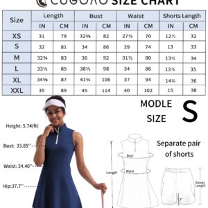 Tennis Dress for Women, Tennis Golf Dresses with Built in Shorts and Pockets for Sleeveless Workout Athletic Dresses Dark Blue