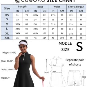 Tennis Dress for Women, Tennis Golf Dresses with Built in Shorts and Pockets for Sleeveless Workout Athletic Dresses Black