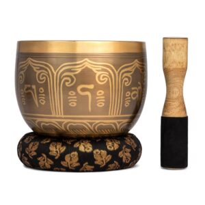 Telsha Meditative Deep Singing Bowl with Mallet and Cushion - Tibetan Sound Bowls for Energy Healing, Mindfulness, Grounding, Zen, Meditation - Exquisite, Unique Home Decor and Gift Sets, 1693