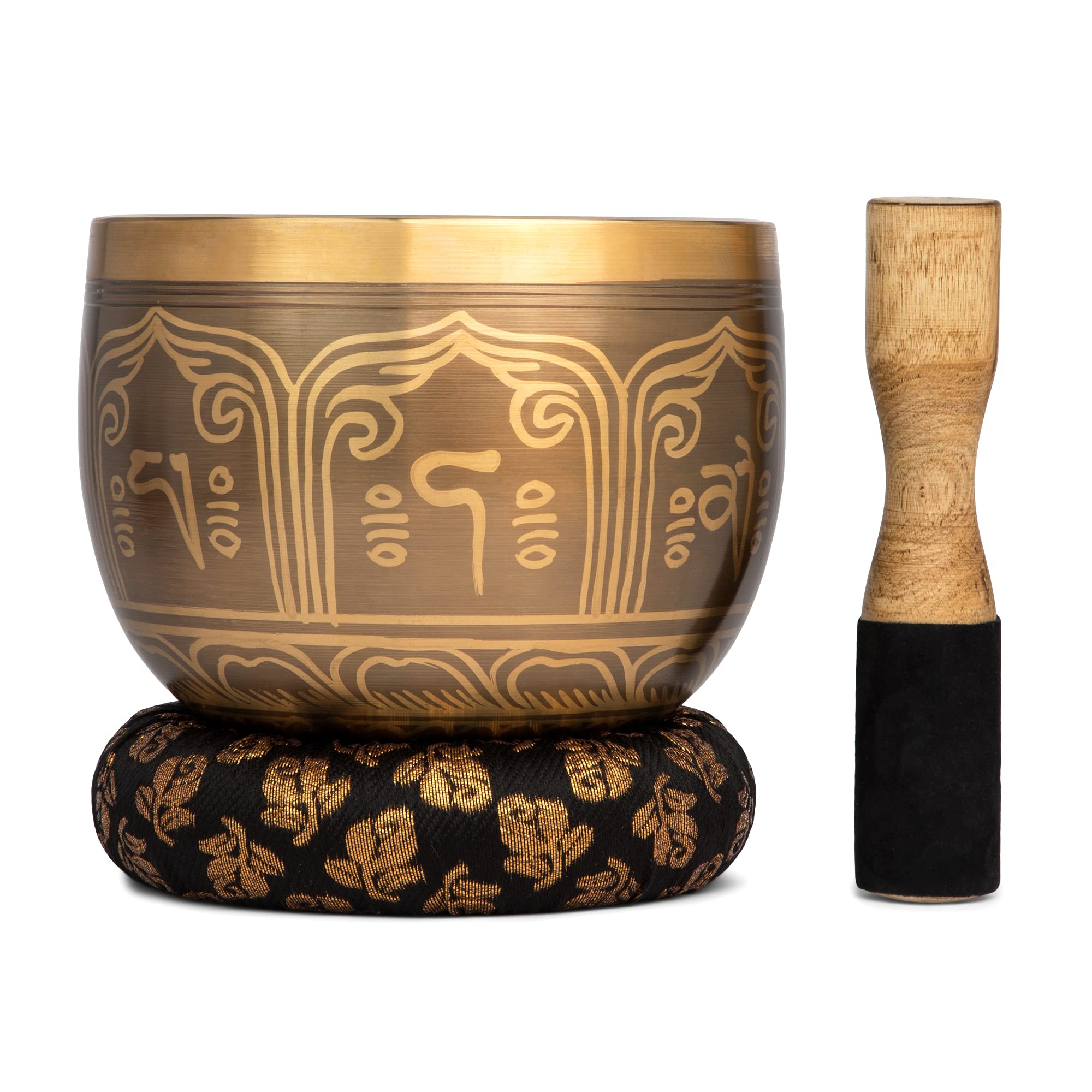 Telsha Meditative Deep Singing Bowl with Mallet and Cushion - Tibetan Sound Bowls for Energy Healing, Mindfulness, Grounding, Zen, Meditation - Exquisite, Unique Home Decor and Gift Sets, 1693