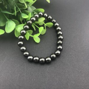 FORUBUS Black Obsidian Hematite Stretch Bracelet, Stacking Hematite Beaded Bracelet for Women Men Jewelry