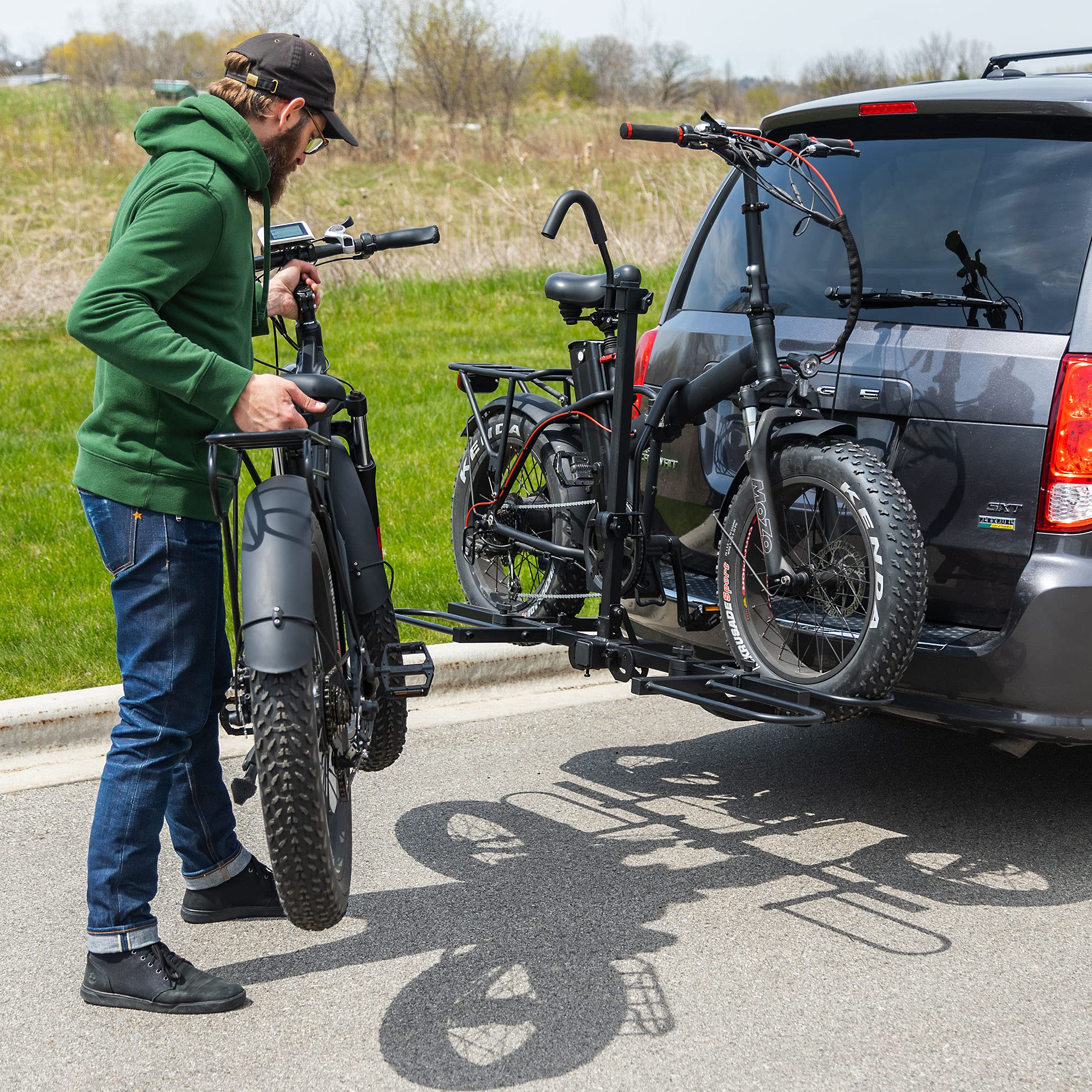 ELEVATE OUTDOOR Hitch-Mounted Bike Rack for E-Bikes and Fat Tire Bikes - 2 Bike