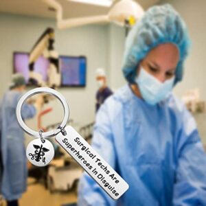 Lywjyb Birdgot Surgical Tech Keychain for Surgical Technologist Gift Surgical Techs Are Superheroes in Disguise Keychain (Surgical Techs Are)