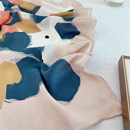 Livrerpi Silk Feeling Scarf Medium Square Satin Head Scarf for Women 27.5 Gifts 100% Fabric Polyester(Oil Paint Pink A026-1)