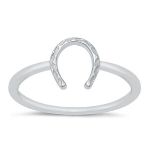 closeoutwarehouse sterling silver hammered horseshoe ring size 6