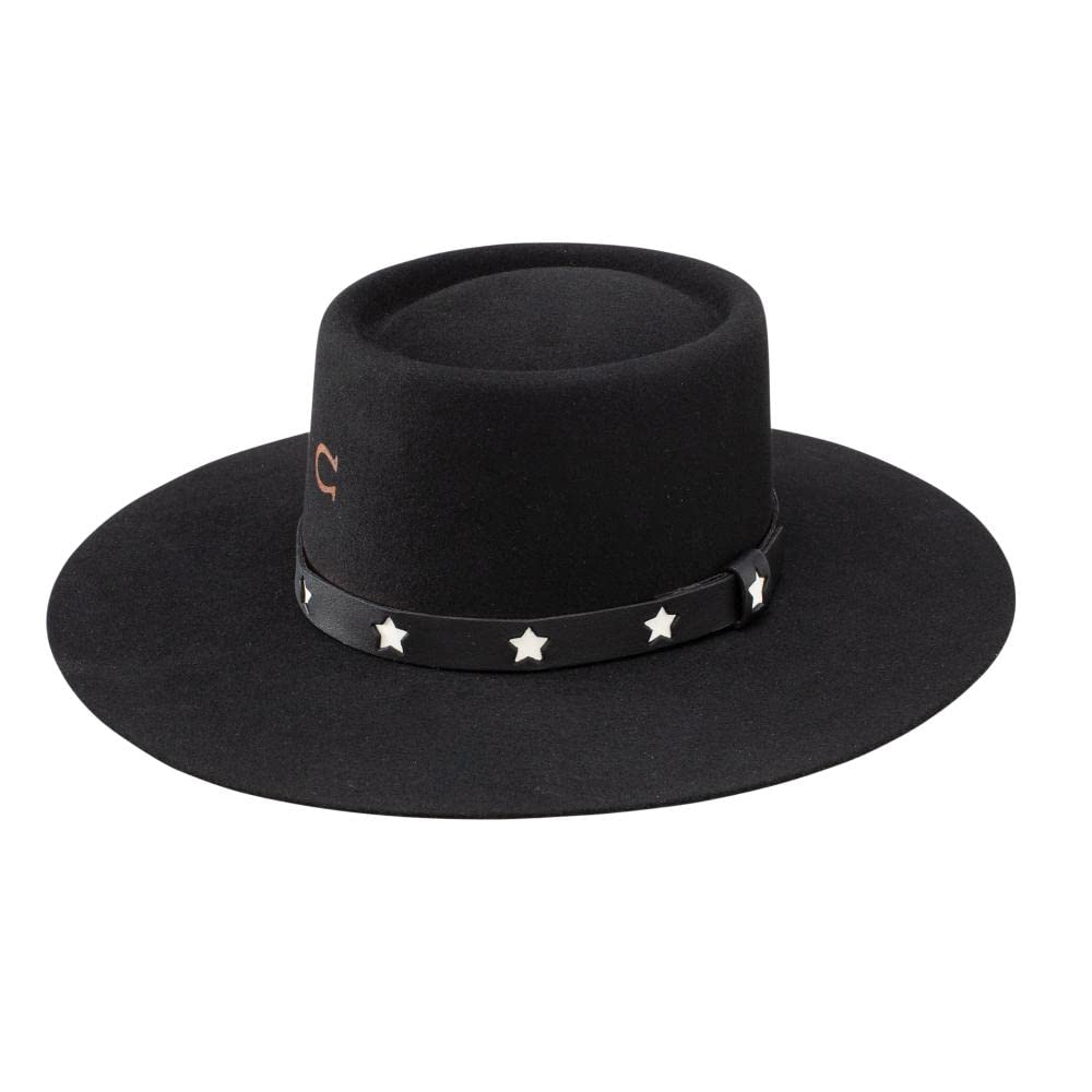 Charlie 1 Horse Women's Cosmic Cowgirl Wool Felt Western Gambler Hat Black Medium