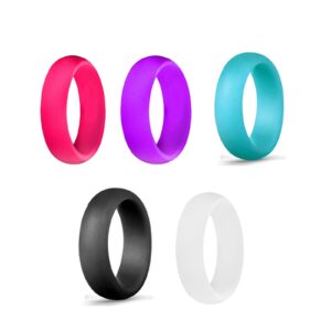 4Pcs Colorful Silicone Rubber Wide Thick Band Ring Set Multicolor Twist Woven Geometric Round Circle Finger Ring for Women Lightweight Wedding Jewelry-G 4pcs 5