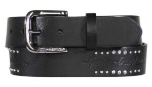 harley-davidson women's rockers rhinestones genuine leather belt - black (s)