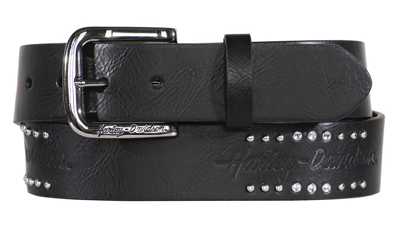 Harley-Davidson Women's Rockers Rhinestones Genuine Leather Belt - Black (XL)