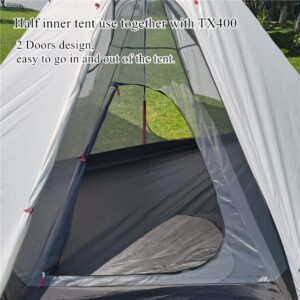 MCETO Outdoor Half Inner Mesh Tent,TX400PRO 5 Corner Tipi Hot Backpacking Hiking Bushcraft Travel Stove Equipment