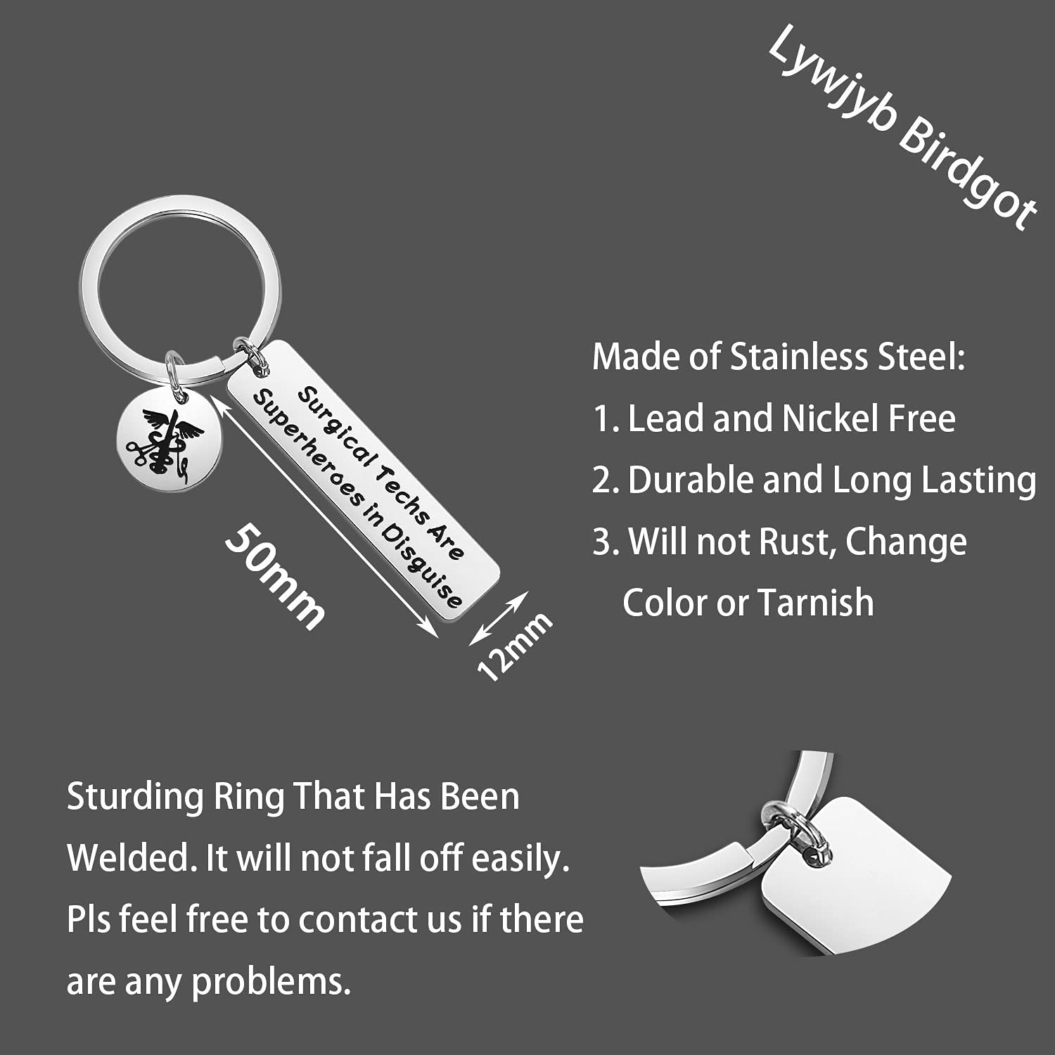 Lywjyb Birdgot Surgical Tech Keychain for Surgical Technologist Gift Surgical Techs Are Superheroes in Disguise Keychain (Surgical Techs Are)