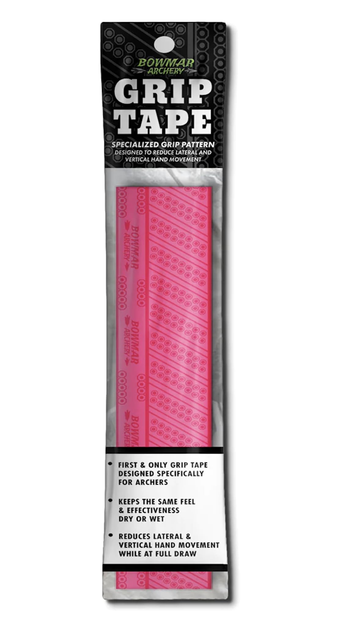 Bowmar Archery Grip Tape, Designed for Archers, Self-Adhering, Effective in Dry or Wet Conditions, Comfortable, Tacky, Easy to Install (Pink)