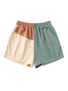 soly hux women's casual elastic shorts running high waisted color block sweat shorts with pockets multicoloured m