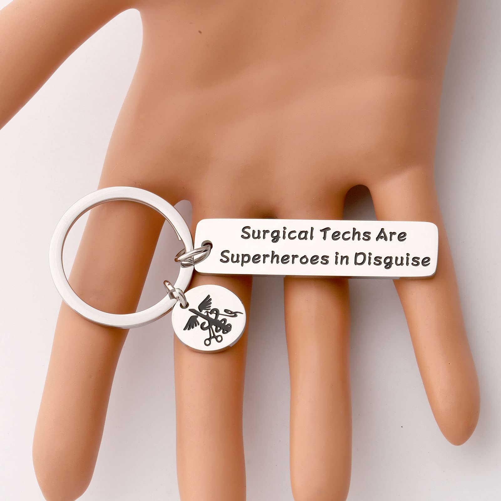 Lywjyb Birdgot Surgical Tech Keychain for Surgical Technologist Gift Surgical Techs Are Superheroes in Disguise Keychain (Surgical Techs Are)