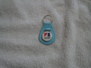 1975 1976 1977 1978 1979 amc pacer emblem leather keychain - sky blue