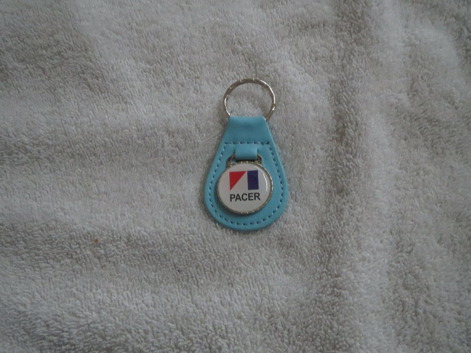 1975 1976 1977 1978 1979 AMC PACER EMBLEM LEATHER KEYCHAIN - SKY BLUE