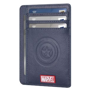 BOTIAL MARVEL Wallets, Avengers Captain America Genuine Leather Slim Minimalist Front Pocket RFID Blocking Wallets for Men Women America-(Navyblue), monolayer, KB2