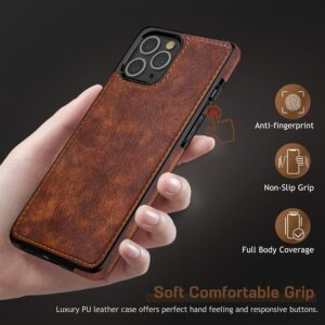 LOHASIC for iPhone 13 Pro Max Case, Slim Luxury PU Leather Non-Slip Grip Rugged Bumper Shockproof Full Body Protective Cover Phone Cases for iPhone 13 Pro Max 6.7" (2021) - Vintage Brown