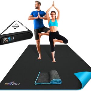 Sensu Large Yoga Mat - 7’ x 5’ x 9mm Extra Thick Exercise Mat for Yoga, Pilates, Stretching, Cardio Home Gym Floor, Non- Slip Anti Tear Eco-Friendly Workout Mat - Use Without Shoes