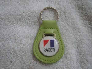 1975 1976 1977 1978 1979 amc pacer logo emblem leather keychain - green