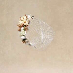 BABEYOND 1920s Fascinator Mesh Flower Pearl Veil Headband Bridal Wedding Tea Party Fascinator Veil for Women