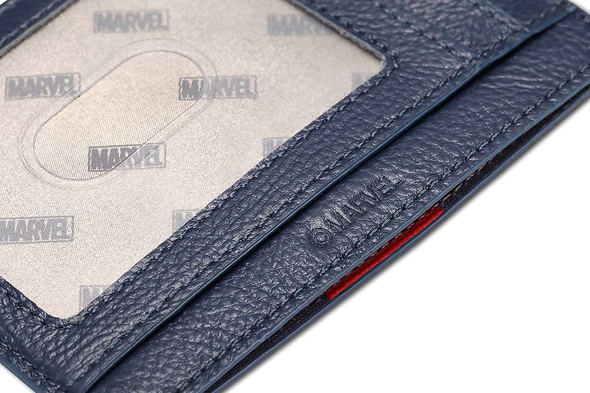 BOTIAL MARVEL Wallets, Avengers Captain America Genuine Leather Slim Minimalist Front Pocket RFID Blocking Wallets for Men Women America-(Navyblue), monolayer, KB2