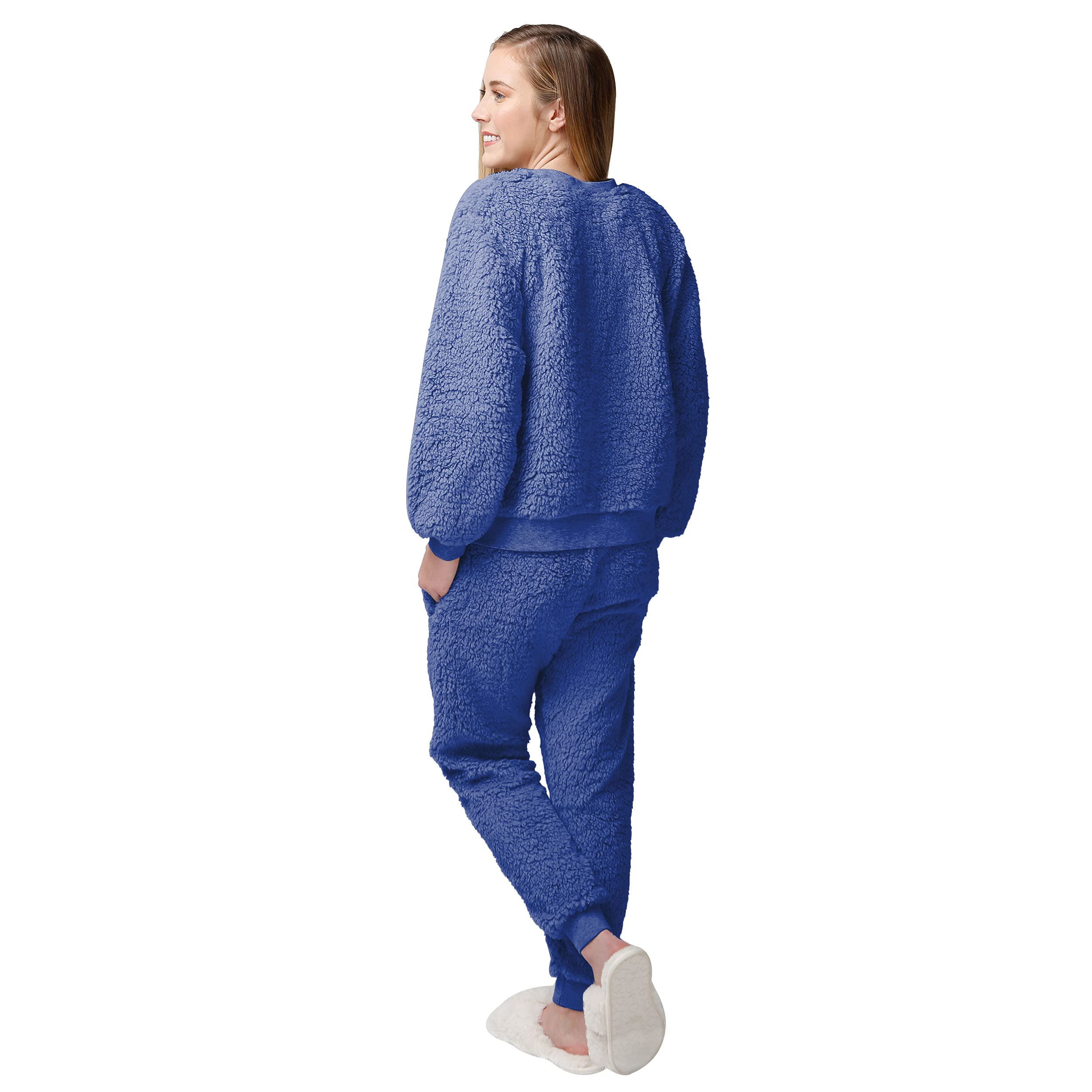 FOCO Kansas Jayhawks NCAA Womens Sherpa Lounge Set - L