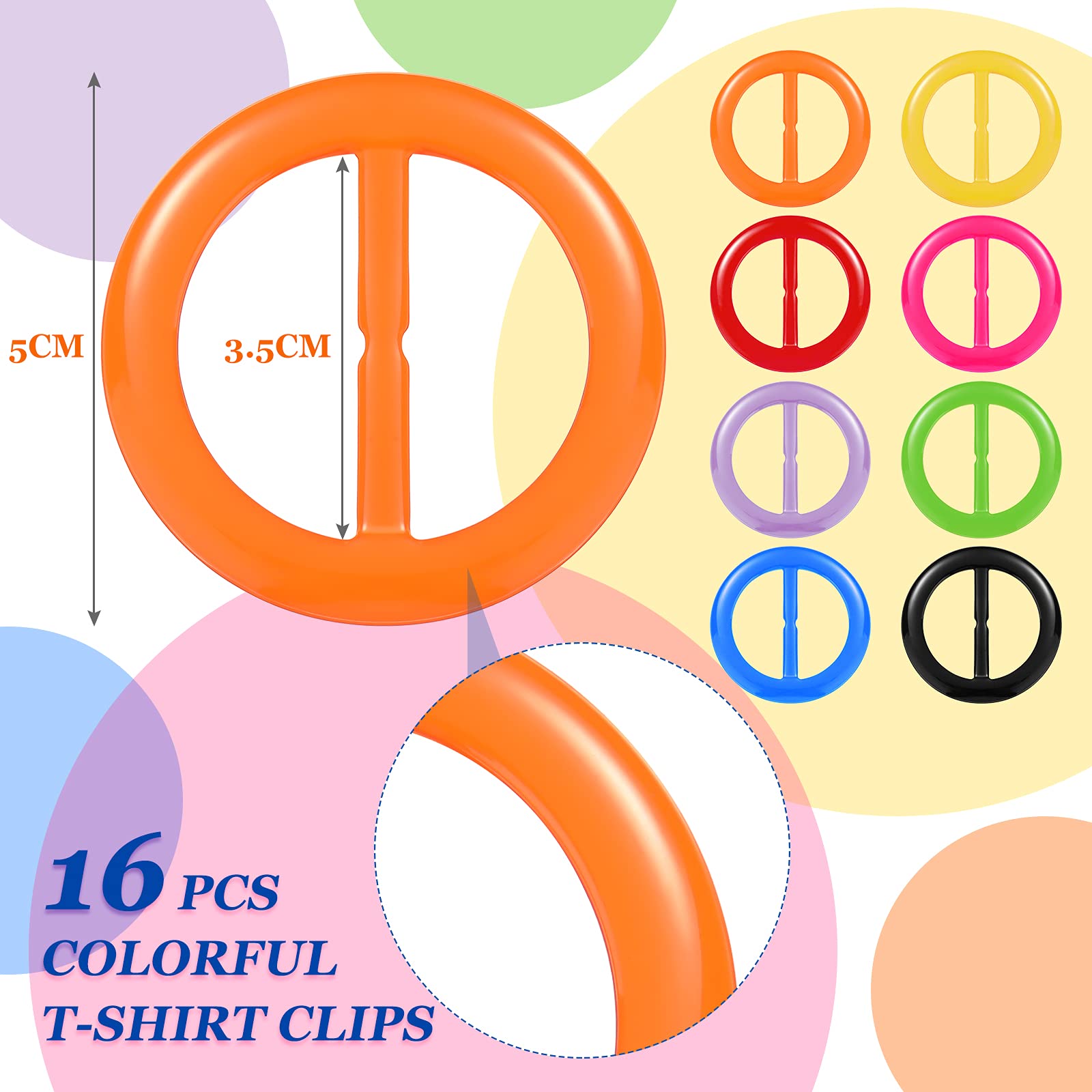 Boao 16 Pcs Shirt Clips for Women Tee Shirt Clips Scarf Clips 2 Inches 8 Colors (Rainbow Style)