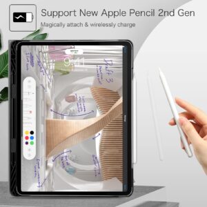 Fintie Folio Case for iPad Pro 12.9" 6th Generation 2022, Multi-Angle Smart Stand Cover w/Pencil Holder & Pocket, Also Fit iPad Pro 12.9 2021 5th & 2020 4th & 2018 3rd Gen, Cloudy Marble