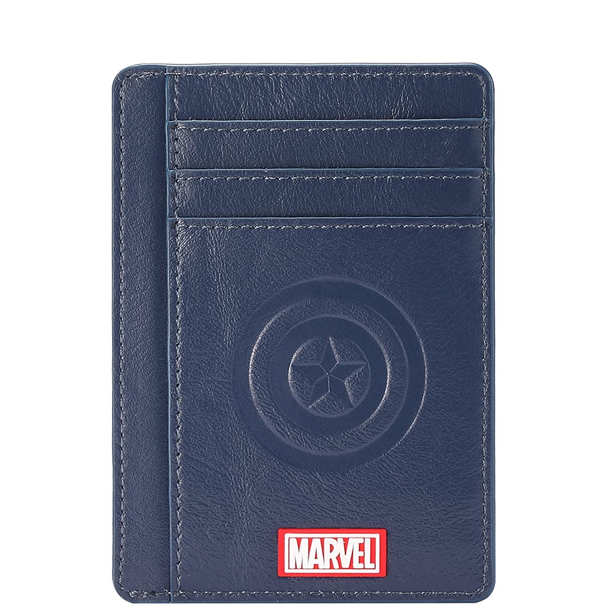 BOTIAL MARVEL Wallets, Avengers Captain America Genuine Leather Slim Minimalist Front Pocket RFID Blocking Wallets for Men Women America-(Navyblue), monolayer, KB2