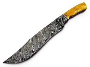 pal 2000 knives bow-9293 handmade damascus steel 15 inches hunting knife with sheath