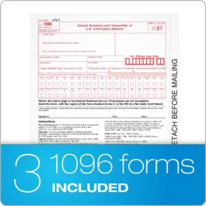 TOPS 1099 NEC 3 Up Forms 2021, Tax Forms Kit for 30 Recipients, 5 Part NEC Tax Form Sets with Self Seal 1099 Envelopes and 3 1096 (TX22905KIT-NE21)